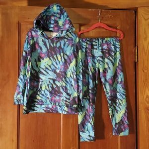 NEW BLUE/GREEN/BLACK WATERCOLOR HOODIE 2 PIECE SET
